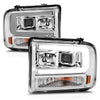 ANZO 99-04 Ford F250/F350/F450/Excursion (excl 99) Projector Headlights - w/Light Bar Chrome Housing - Jerry's Rodz