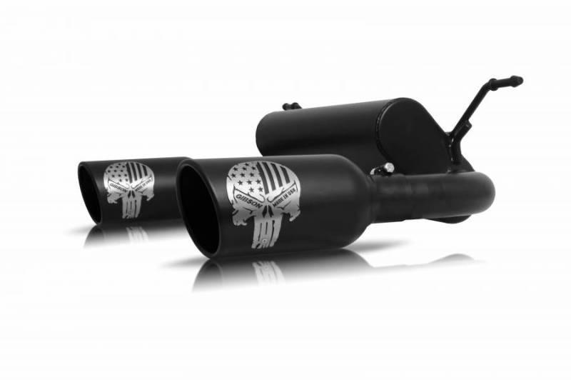 Gibson 18-22 Jeep Wrangler Sport 3.6L 2.5in Patriot Skull Series Cat-Back Dual Exhaust - Blk Ceramic - Jerry's Rodz