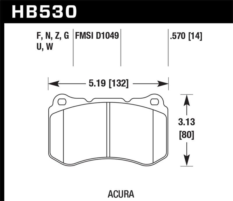 Hawk 07-08 Acura TL Type S DTC-60 Race Front Brake Pads - Jerry's Rodz