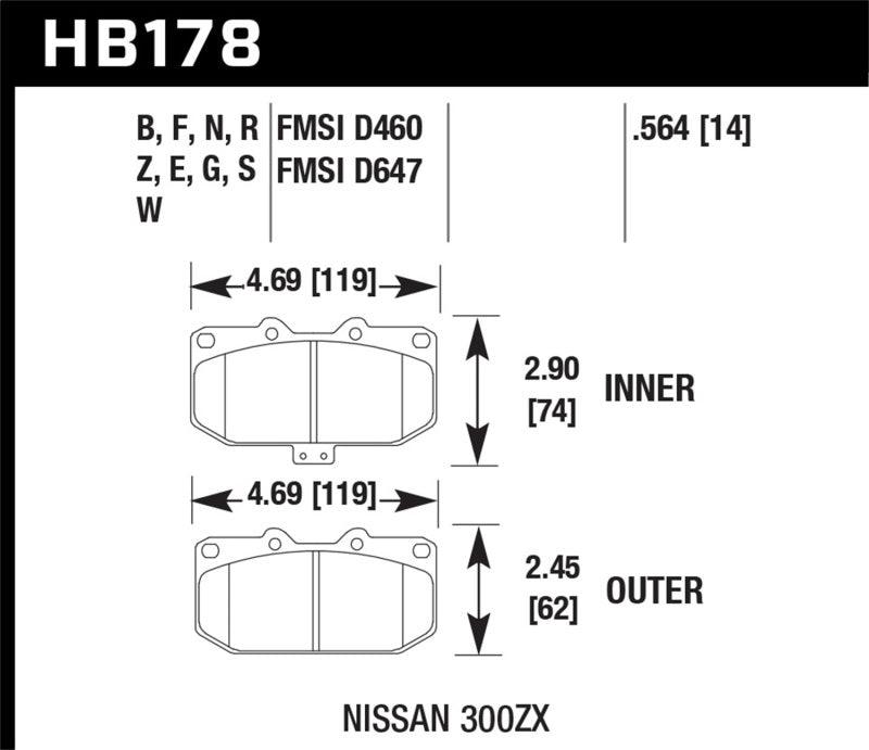 Hawk 06-07 WRX / 89-96 Nissan 300ZX / 89-93 Skyline GT-R DOTC-60 Front Race Pads - Jerry's Rodz