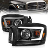 Anzo 06-09 Dodge RAM 1500/2500/3500 Headlights Black Housing/Clear Lens (w/ Light Bars) - Jerry's Rodz