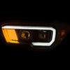 ANZO 2016-2017 Toyota Tacoma Projector Headlights w/ Plank Style Black w/ Amber - Jerry's Rodz