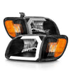 ANZO 00-04 Toyota Tundra (Fits Reg/Acc Cab Only) Crystal Headlights w/Light Bar Black w/Corner Light - Jerry's Rodz