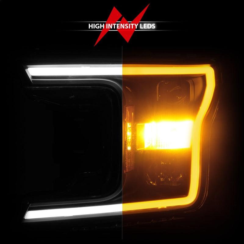 ANZO 2018-2020 Ford F-150 Projector Headlight w/ Plank Style Switchback Black Housing - Jerry's Rodz