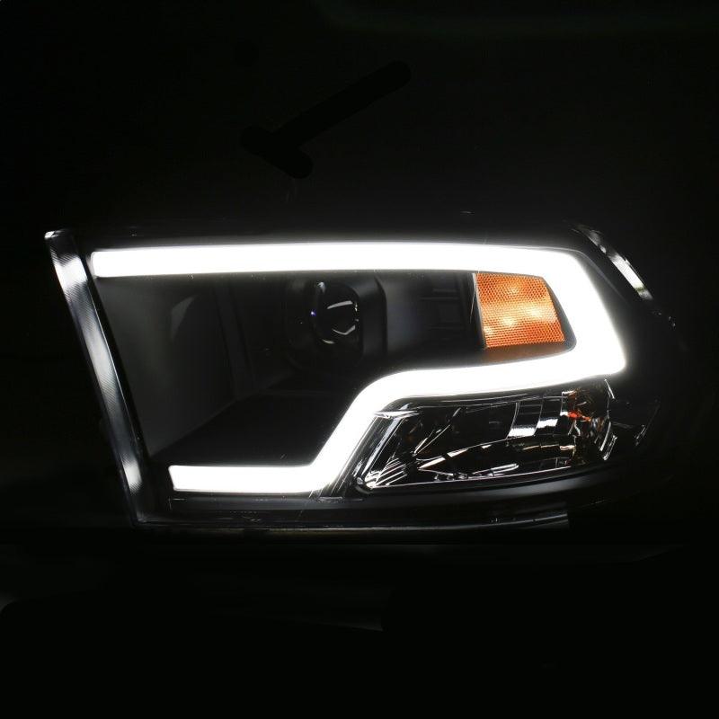 ANZO 09-18 Dodge Ram 1500 Plank Style Projector Headlights Black w/ Halo - Jerry's Rodz