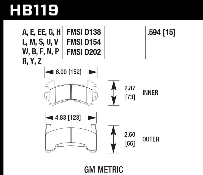 Hawk GM Metric DTC-70 Race Brake Pads w/.0594 Thickness - Jerry's Rodz