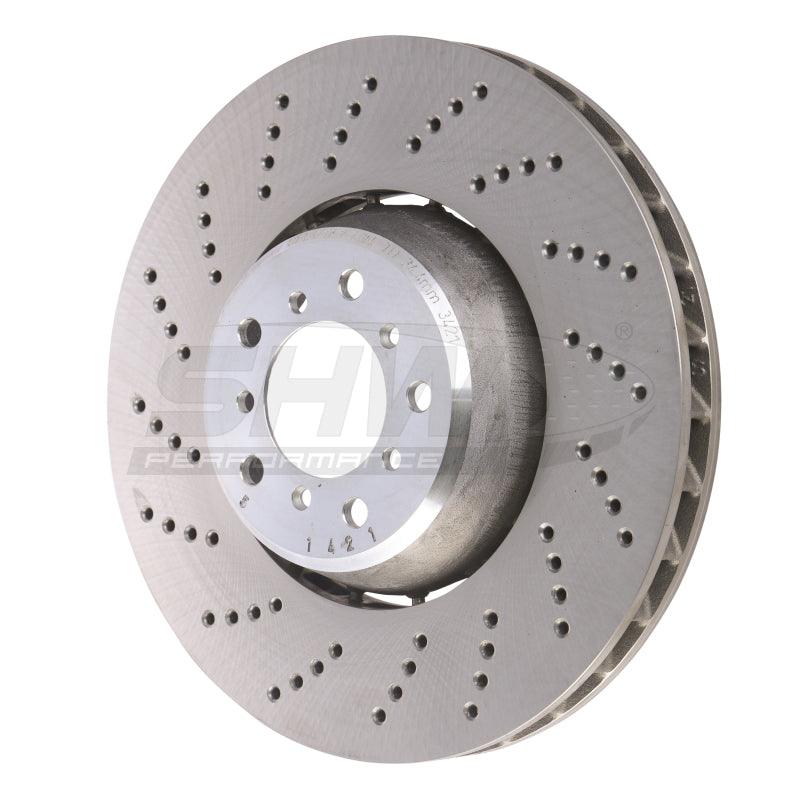 SHW 06-10 BMW M5 5.0L Left Front Cross-Drilled Lightweight Brake Rotor (34112282805) - Jerry's Rodz