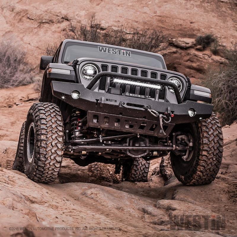 Westin 18-19 Jeep Wrangler JL WJ2 Full Width Front Bumper w/Bull Bar Textured Black - Jerry's Rodz