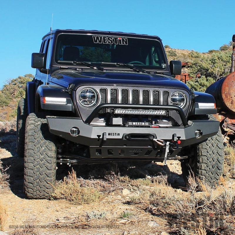 Westin 18-19 Jeep Wrangler JL WJ2 Full Width Front Bumper w/Bull Bar Textured Black - Jerry's Rodz