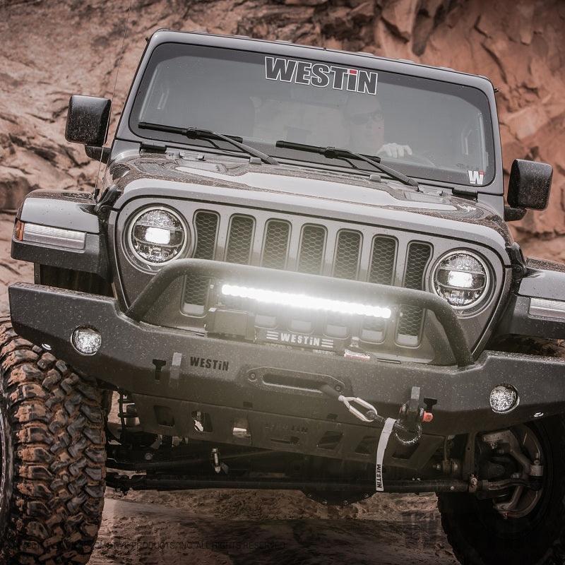 Westin 18-19 Jeep Wrangler JL WJ2 Full Width Front Bumper w/Bull Bar Textured Black - Jerry's Rodz