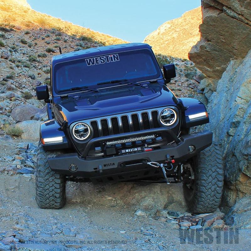 Westin 18-19 Jeep Wrangler JL WJ2 Full Width Front Bumper w/Bull Bar Textured Black - Jerry's Rodz