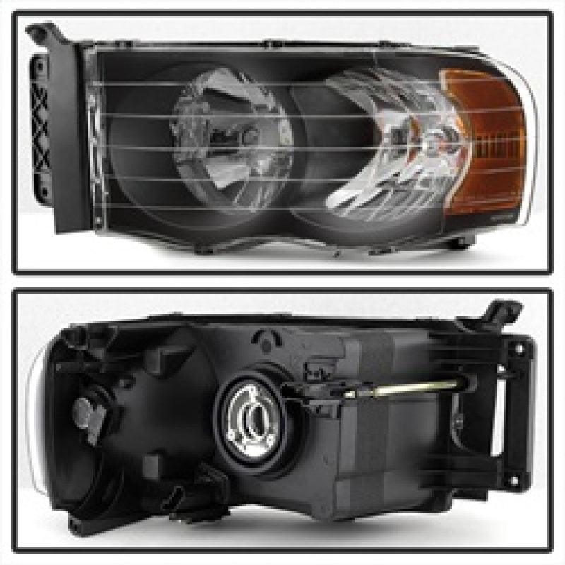 Xtune Dodge Ram 1500 02-05 Amber Crystal Headlights Black HD-JH-DR02-AM-BK - Jerry's Rodz